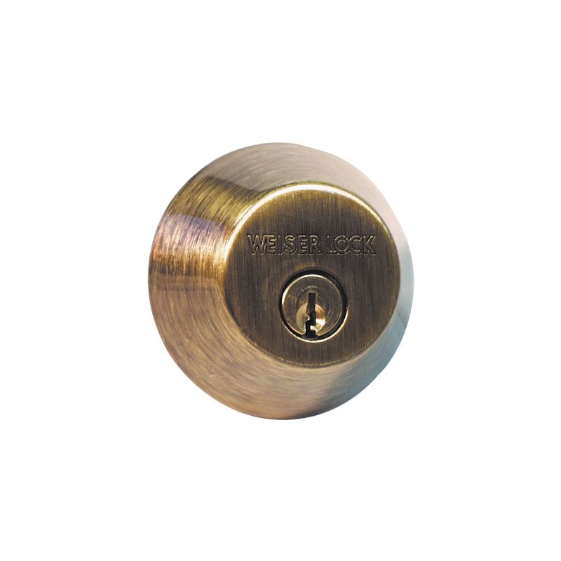 GD9471 X5 WS B SLS3 Weiser Lock Single Cylinder Deadbolt In Antique Brass 