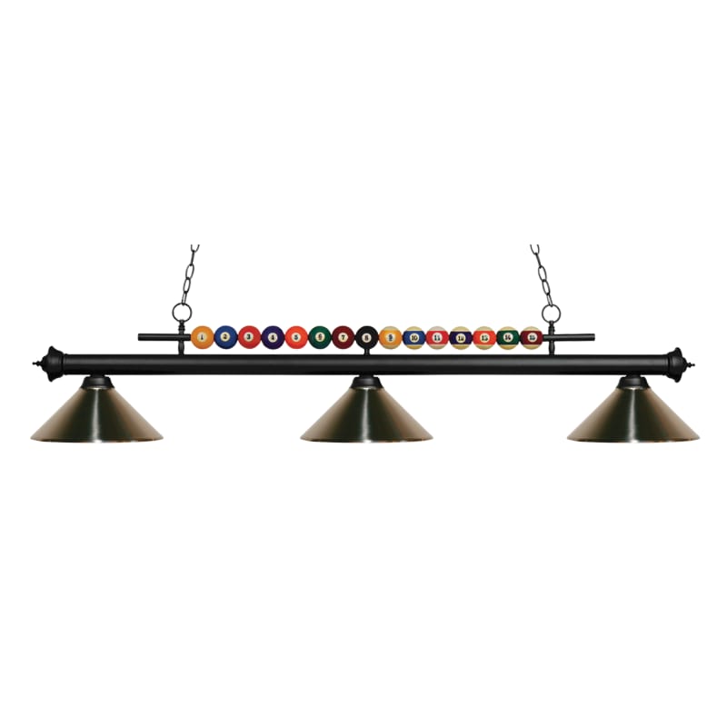 Z-Lite 170MB-MBN Matte Black Shark 3 Light Billiard Chandelier with Nickel  Metal Shades - LightingDirect.com