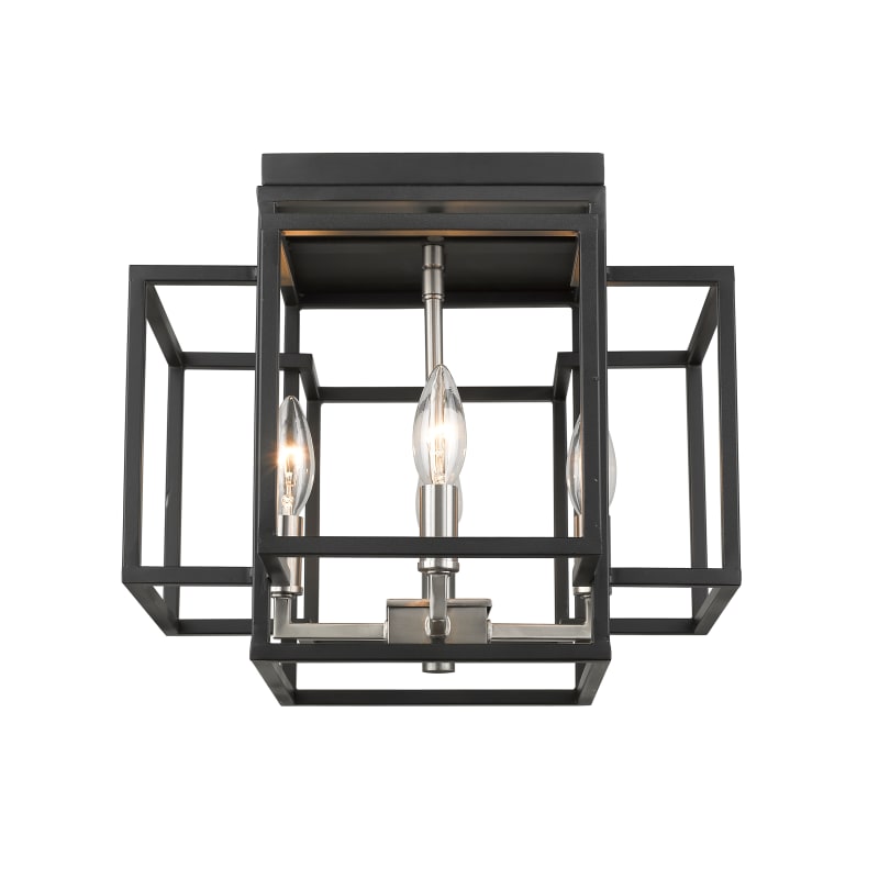 LNC Modern Black Caged Chandelier 4-Light Brown Candlestick