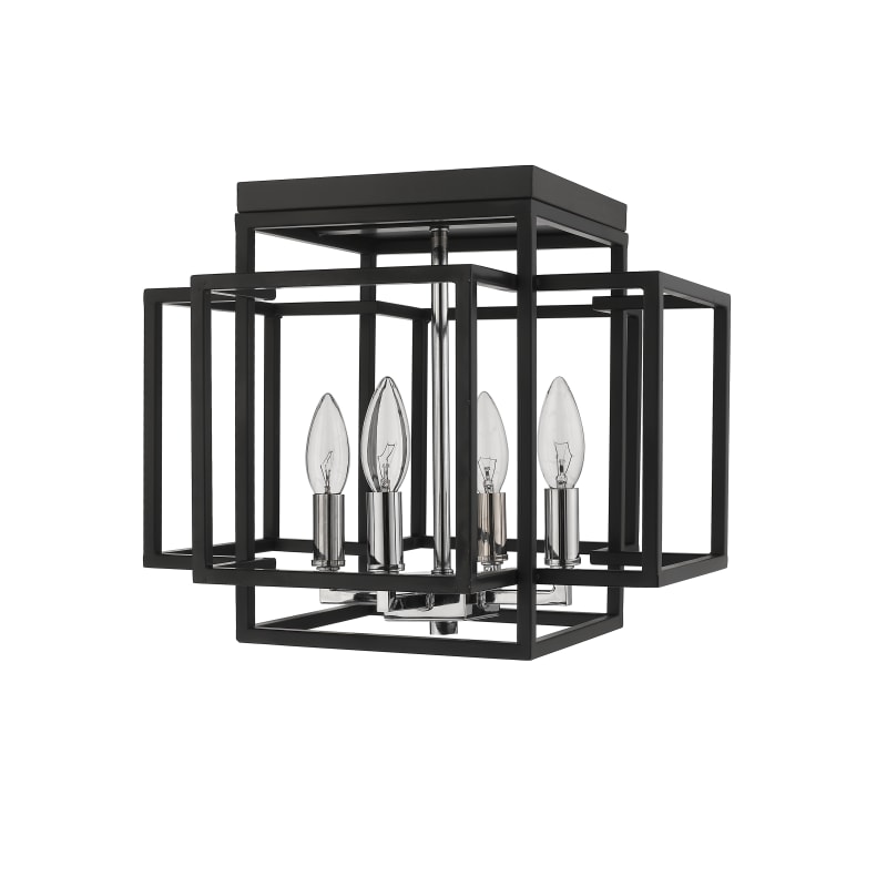 ZEVNI Tobey 4-Light Polished Black Industrial Led Cage