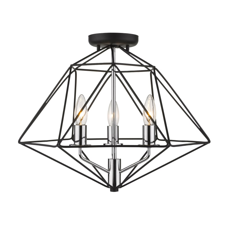Z-Lite 918SF-MB-CH Matte Black / Chrome Geo 3 Light 18