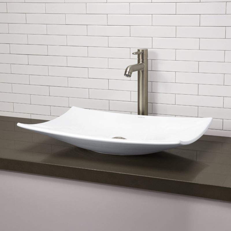 Decolav 1443 Cwh White Iris 23 5 8 Rectangular Vitreous China Decolav 1443 Cwh White Iris 23 5 8 Rectangular Vitreous China Vessel Bathroom Sink Faucet