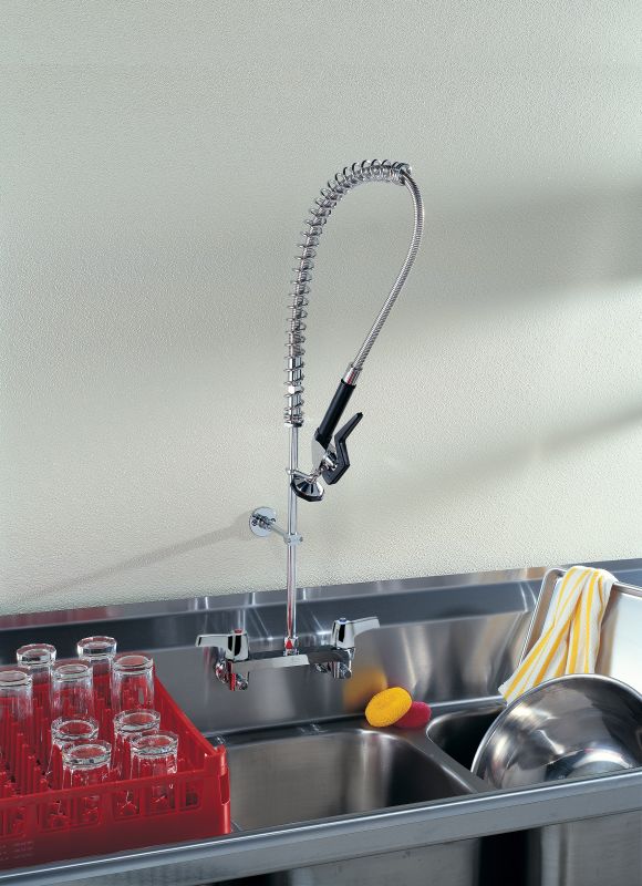 Delta 55c1513 Chrome Double Handle Pre Rinse Kitchen Faucet With