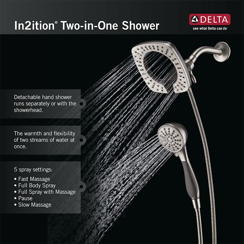Delta 58472 Rb Venetian Bronze 2 5 Gpm In2ition In 1 Multi Delta 58472 Rb Venetian Bronze 2 5 Gpm In2ition In 1 Multi Function Shower Head And Hand With H2okinetic Magnetic Docking Technology Limited