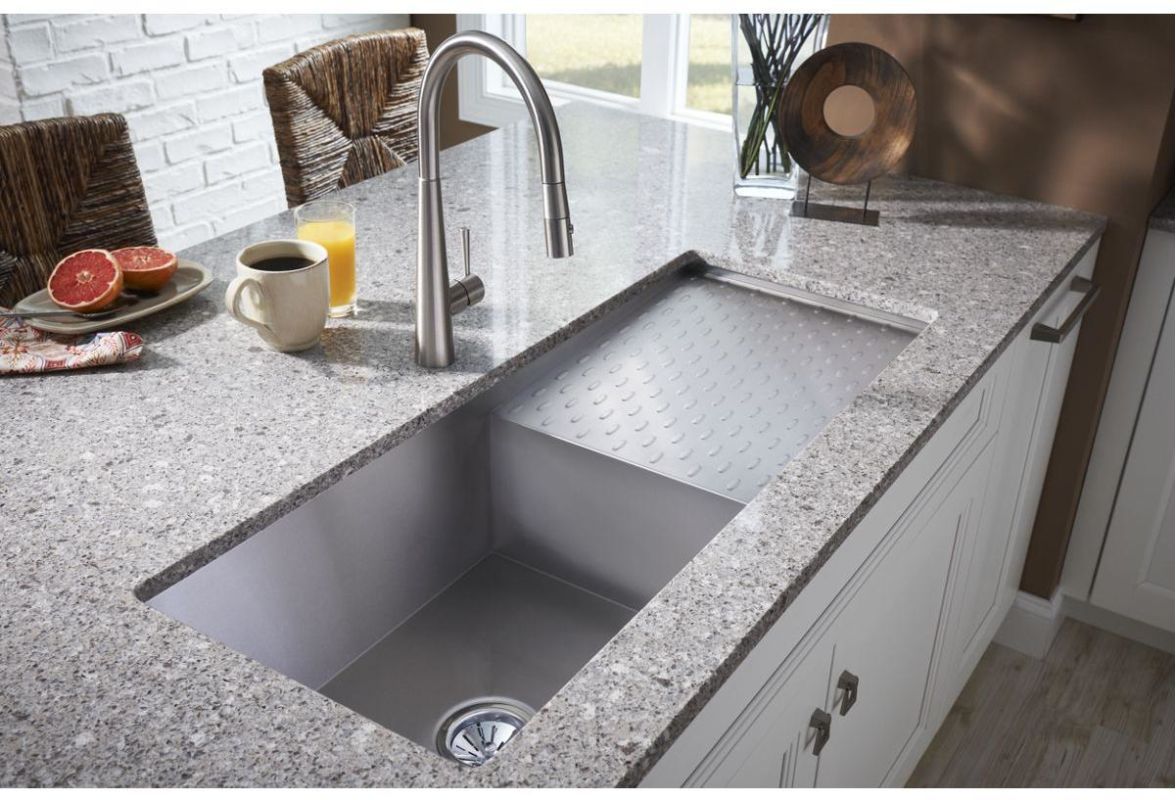 elkay efu411510db stainless steel crosstown 43 12 single basin 16 gauge stainless steel kitchen sink for undermount installations with soundguard - Elkay Kitchen Sinks elkay efu411510db stainless steel crosstown 43 12 single basin 16 gauge stainless steel kitchen sink for undermount installations with soundguard - Elkay Kitchen Sinks