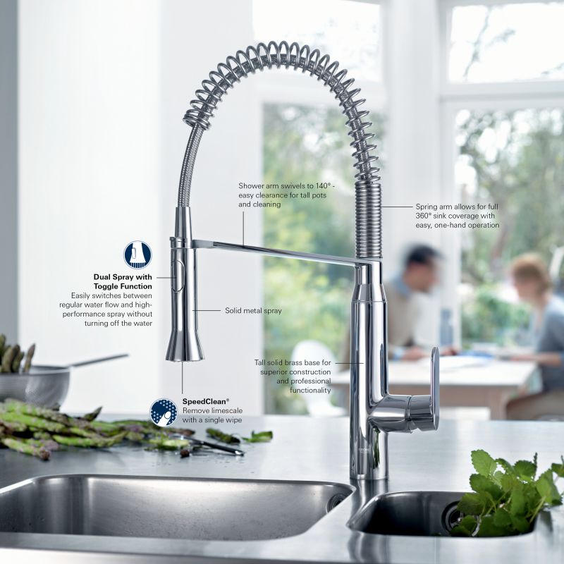Grohe 31380000 Starlight Chrome K7 Pre Rinse Kitchen Faucet With 2 Grohe 31380000 Starlight Chrome K7 Pre Rinse Kitchen Faucet With 2 Function Toggle Sprayer