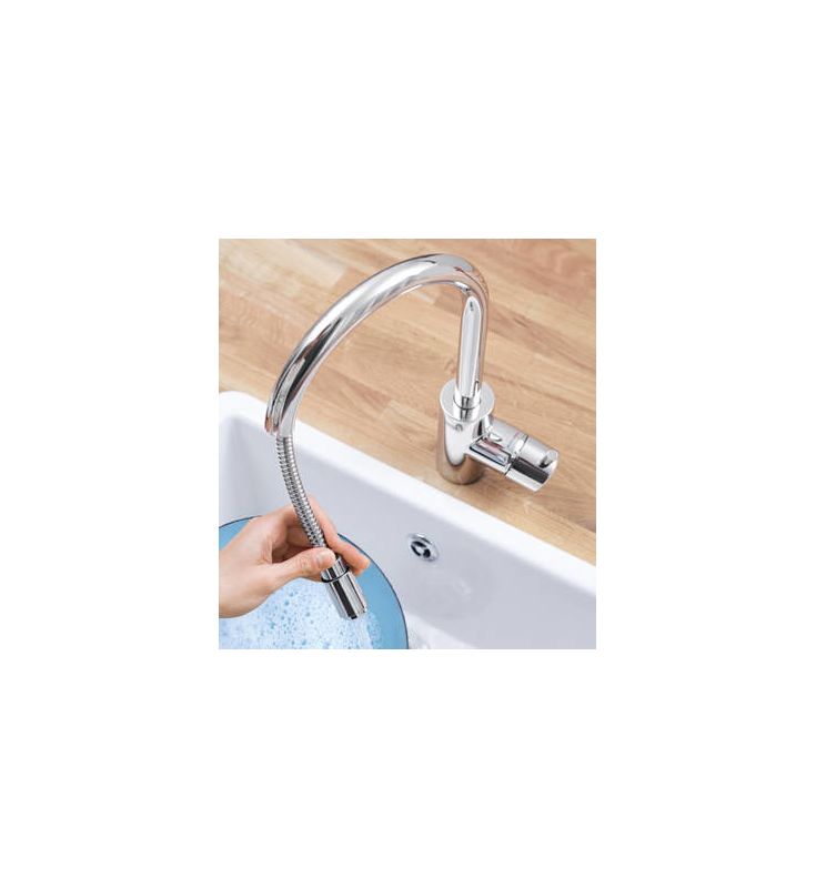 Grohe 32665001 Starlight Chrome Concetto Pull Down High Arc Kitchen Grohe 32665001 Starlight Chrome Concetto Pull Down High Arc Kitchen Faucet With Dual Function Locking Sprayer Com
