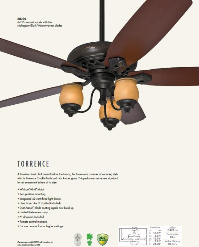 Hunter 28789 Cocoa Torrence 64 5 Blade Ceiling Fan Blades