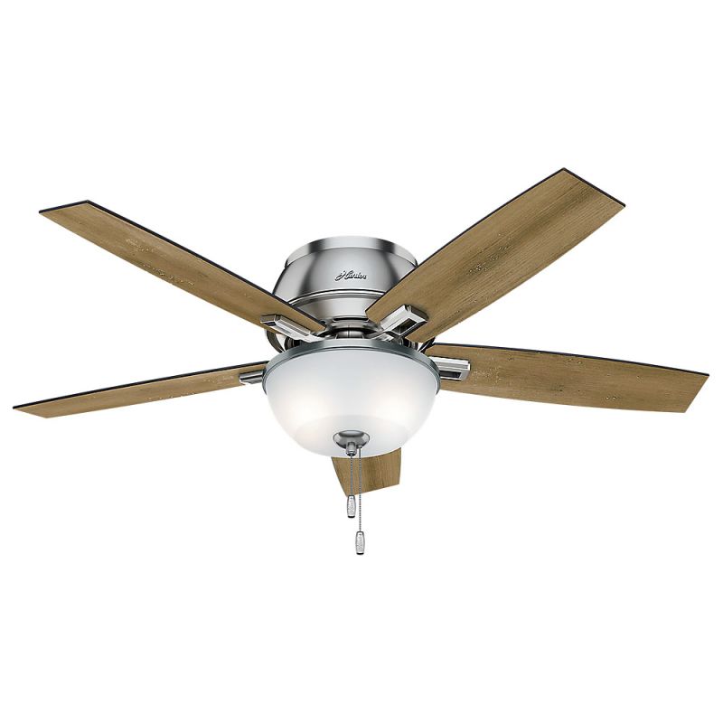Hunter 53344 Brushed Nickel 52 Indoor Ceiling Fan 5 Reversible Hunter 53344 Brushed Nickel 52 Indoor Ceiling Fan 5 Reversible Blades And Light Kit Included Lightingdirect Com