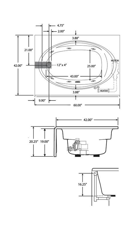 Jacuzzi J4s6042wlr1w White 60 X 42 Signature Three Wall Alcove Jacuzzi J4s6042wlr1w White 60 X 42 Signature Three Wall Alcove Whirlpool Bathtub With 6 Jets Air Controls Tiling Skirt Left Drain
