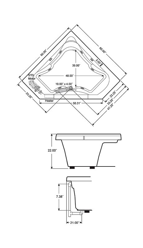 Jacuzzi J5t6060wcr1hxw White 60 X Signature Corner Whirlpool Jacuzzi J5t6060wcr1hxw White 60 X Signature Corner Whirlpool Bathtub With 6 Jets Air Controls Rapidheat Water Heater Center Drain And Right Pump