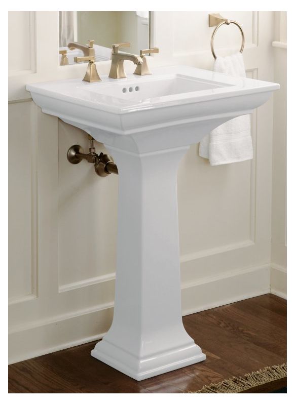 Kohler K 2344 8 0 White Memoirs 24 Pedestal Fireclay Bathroom Sink Kohler K 2344 8 0 White Memoirs 24 Pedestal Fireclay Bathroom Sink With 3 Faucet Holes Drilled And Overflow