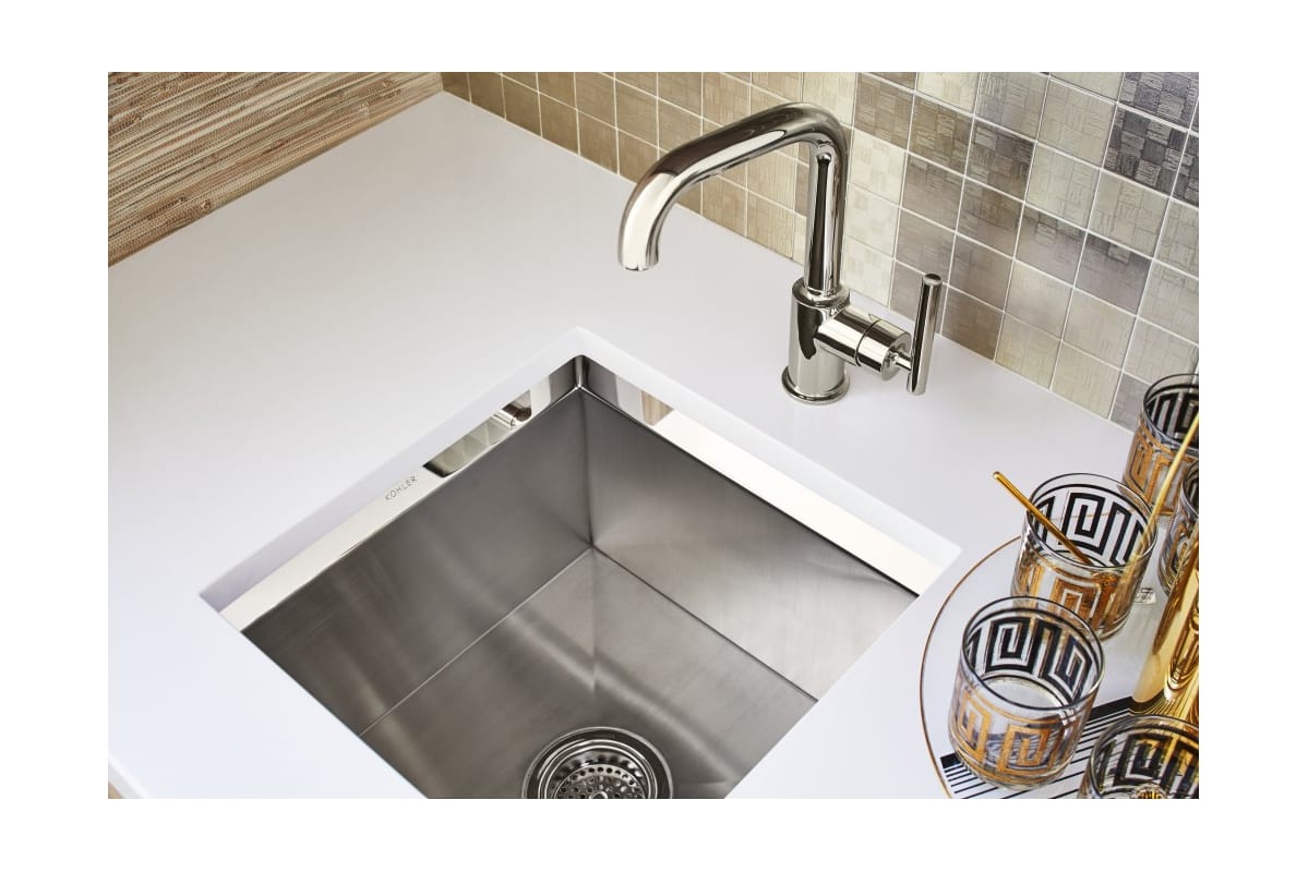Kohler K 3161 Na Stainless Steel Poise Single Basin Bar Sink With Kohler K 3161 Na Stainless Steel Poise Single Basin Bar Sink With Cutting Board And Rack Faucet Com