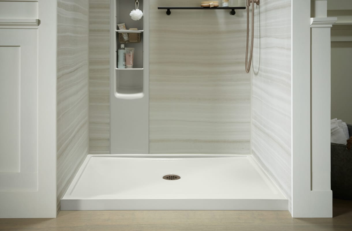 Kohler K 8461 0 White Rely 34 X 48 Shower Base With Single Kohler K 8461 0 White Rely 34 X 48 Shower Base With Single Threshold And Center Drain Faucet