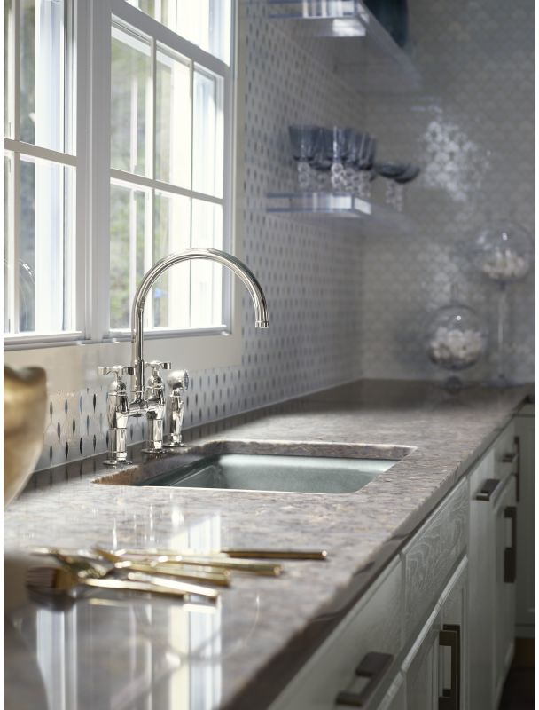 Kohler K 6131 3 Bv Brushed Bronze Parq Deck Mount Bridge Faucet