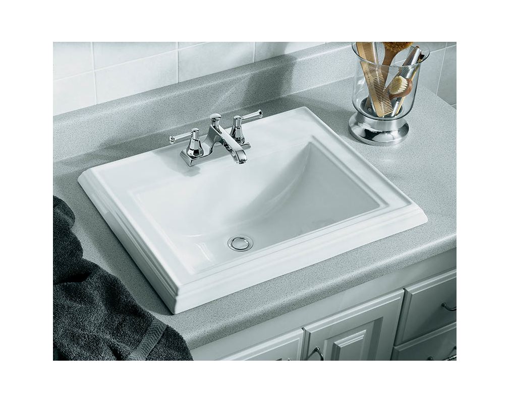 Kohler K 2241 8 0 White Memoirs Clic 17 Drop In Bathroom Sink Kohler K 2241 8 0 White Memoirs Clic 17 Drop In Bathroom Sink With 3 Holes Drilled And Overflow Faucet