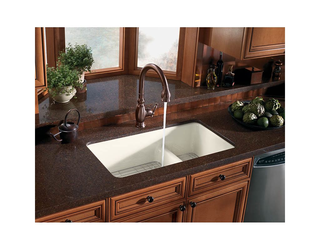Kohler K 6625 K4 Cashmere Iron Tones 33 Double Basin Top Mount Kohler K 6625 K4 Cashmere Iron Tones 33 Double Basin Top Mount Under Enameled Cast Kitchen Sink With Smart Divide Faucet