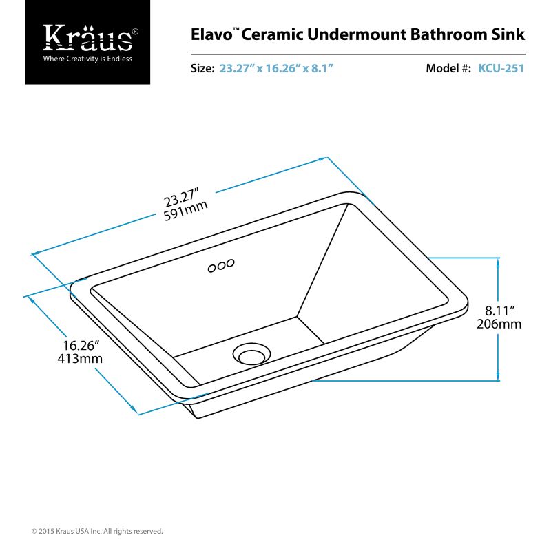 Kraus Kcu 251 White Elavo 23 1 4 Ceramic Undermount Bathroom Sink Kraus Kcu 251 White Elavo 23 1 4 Ceramic Undermount Bathroom Sink With Overflow Faucet Com