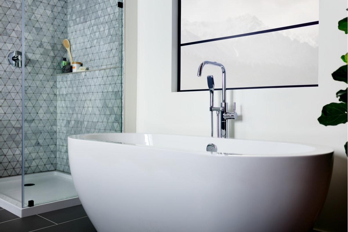 Miseno Mno194abn Brushed Nickel Floor Mounted Tub Filler With