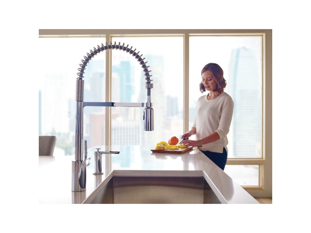 Moen 5923 Chrome Align Pre Rinse High Arc Kitchen Faucet With Moen 5923 Chrome Align Pre Rinse High Arc Kitchen Faucet With Powerclean And Duralock Technologies Com