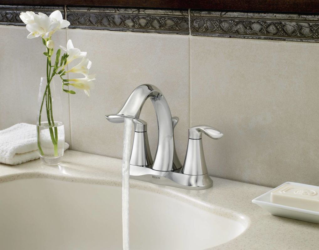 Moen 6410 Chrome Double Handle Centerset Bathroom Faucet From The