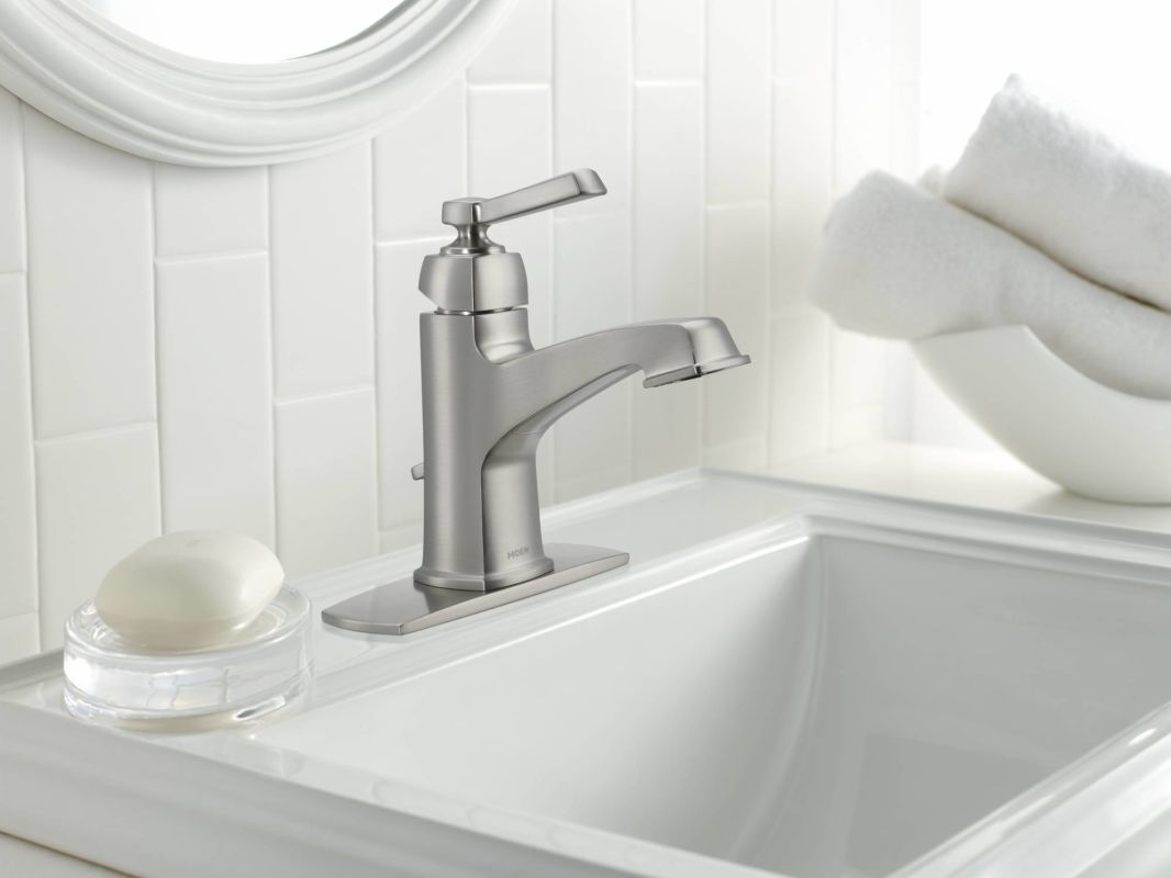 Moen 84805 Chrome Single Handle Single Hole Bathroom Faucet From