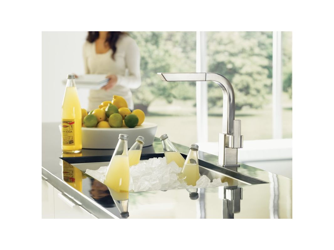 Moen S7597srs Spot Resist Stainless Pullout Spray High Arc Kitchen Moen S7597srs Spot Resist Stainless Pullout Spray High Arc Kitchen Faucet From The 90 Degree Collection Com