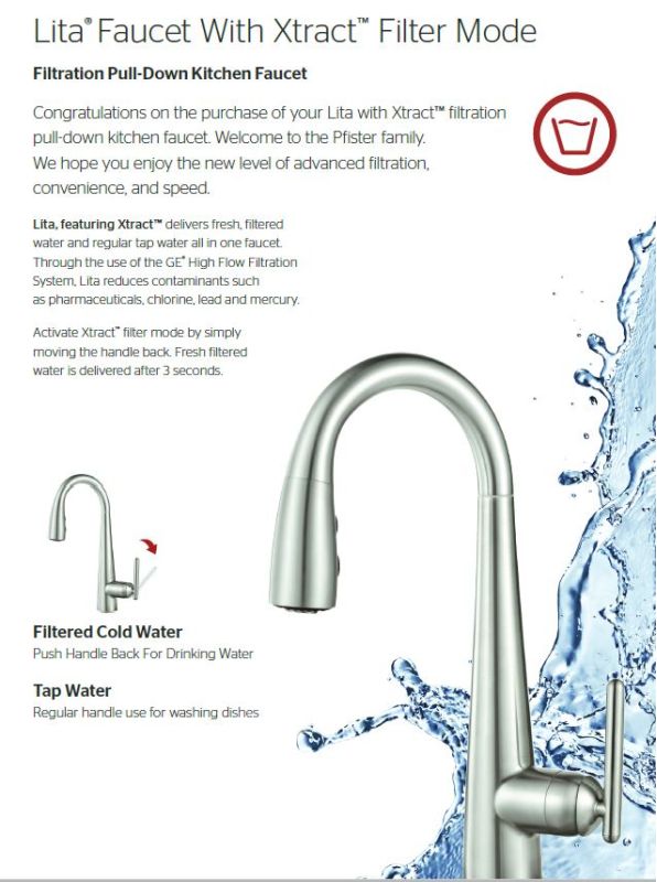 Pfister Gt529 Flc Chrome Lita Xtract Pull Down Spray Kitchen