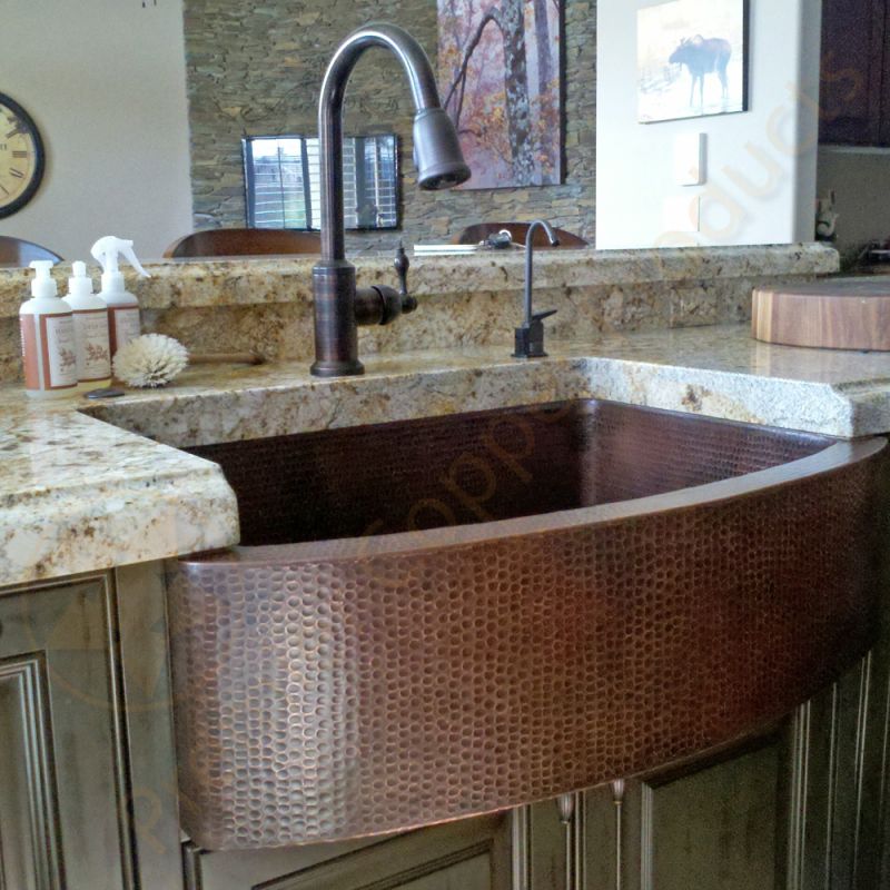 Premier Copper Products Kasrdb33249 Oil Rubbed Bronze 33 Premier Copper Products Kasrdb33249 Oil Rubbed Bronze 33 Hammered Kitchen Rounded A Single Basin Sink Faucet