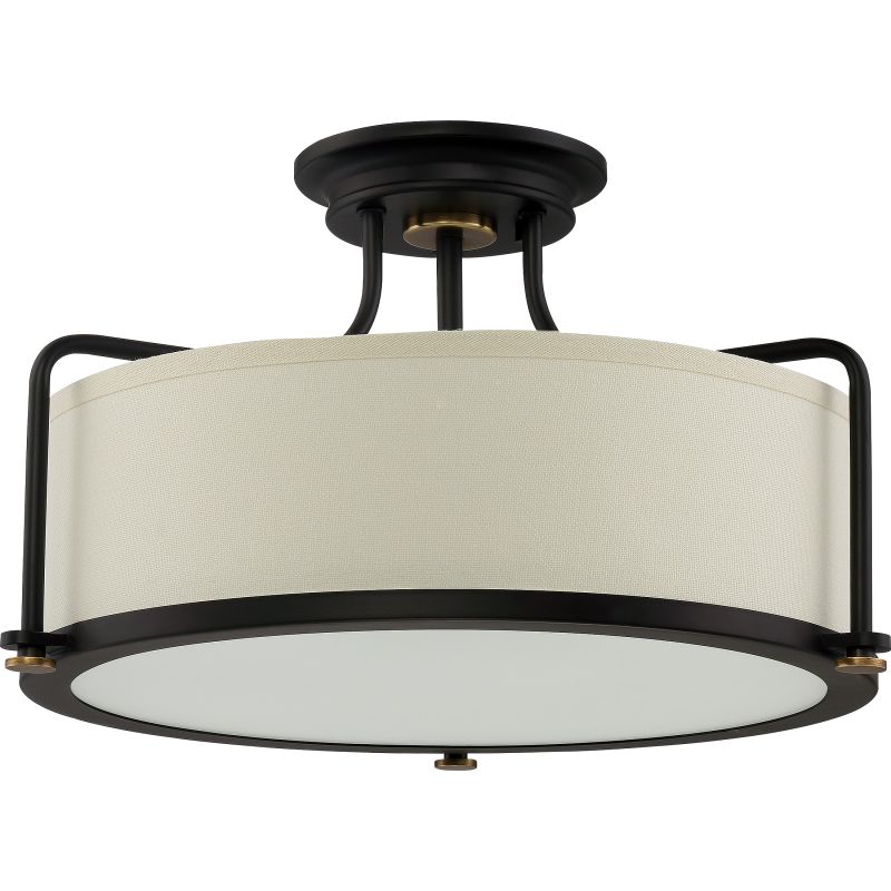 Quoizel Qf1715wt Western Bronze Signature 3 Light 18 Wide Semi Quoizel Qf1715wt Western Bronze Signature 3 Light 18 Wide Semi Flush Ceiling Fixture With Fabric Drum Shade Lightingdirect Com