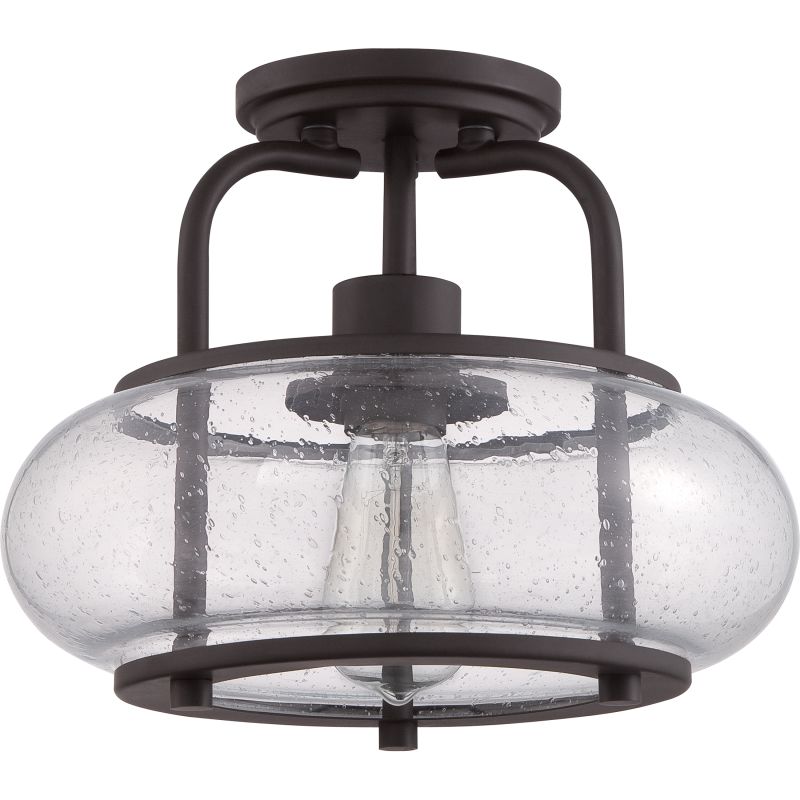 Quoizel Trg1712oz Old Bronze Trilogy 1 Light 12 Wide Semi Flush Quoizel Trg1712oz Old Bronze Trilogy 1 Light 12 Wide Semi Flush Ceiling Fixture With Seedy Clear Glass Lightingdirect Com