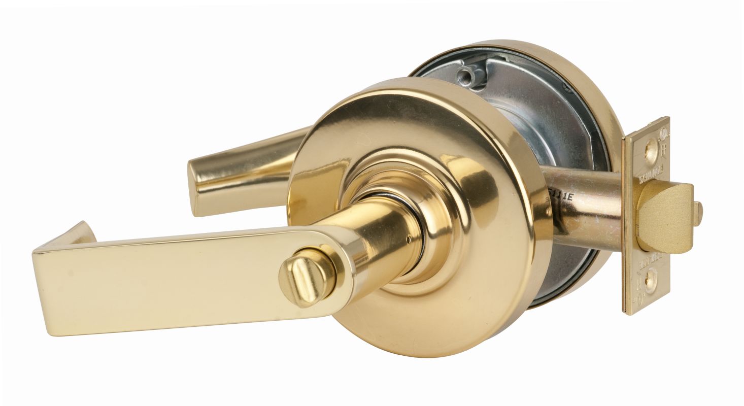 Entry Function Turn//Push-Button Locking Satin Bronze Finish Rhodes Lever Design Schlage commercial ND53PDRHO612 ND Series Grade 1 Cylindrical Lock