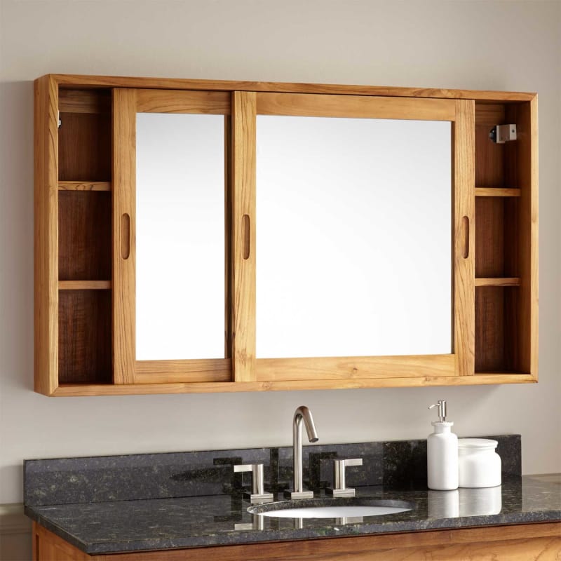 Signature Hardware 412429 Gray Wash Wulan 47 1 4 W X 27 2 H - Sliding Medicine Cabinet Mirror Hardware Signature Hardware 412429 Gray Wash Wulan 47 1 4 W X 27 2 H - Sliding Medicine Cabinet Mirror Hardware