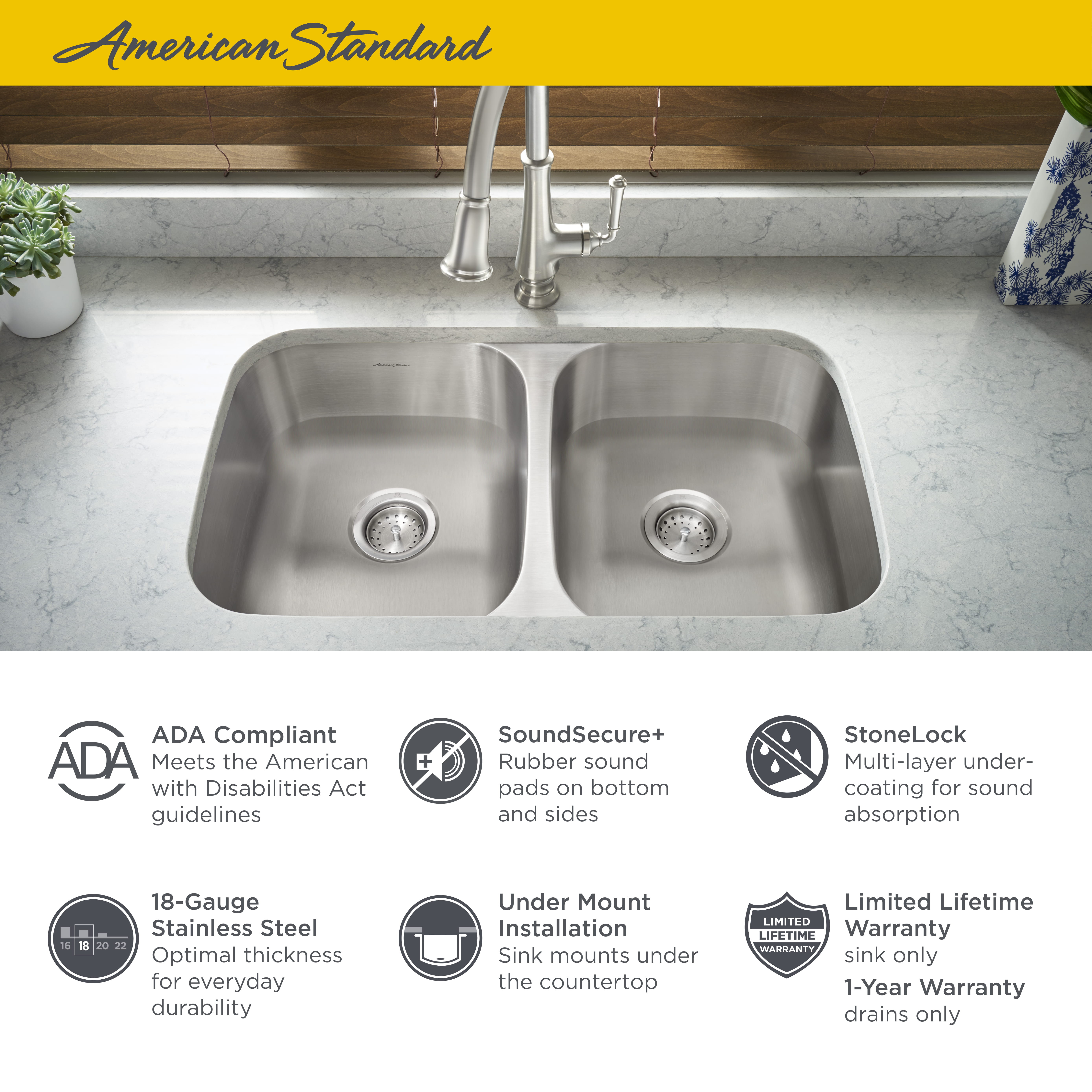 American Standard Kitchen Sink Drain with Strainer in Stainless Steel