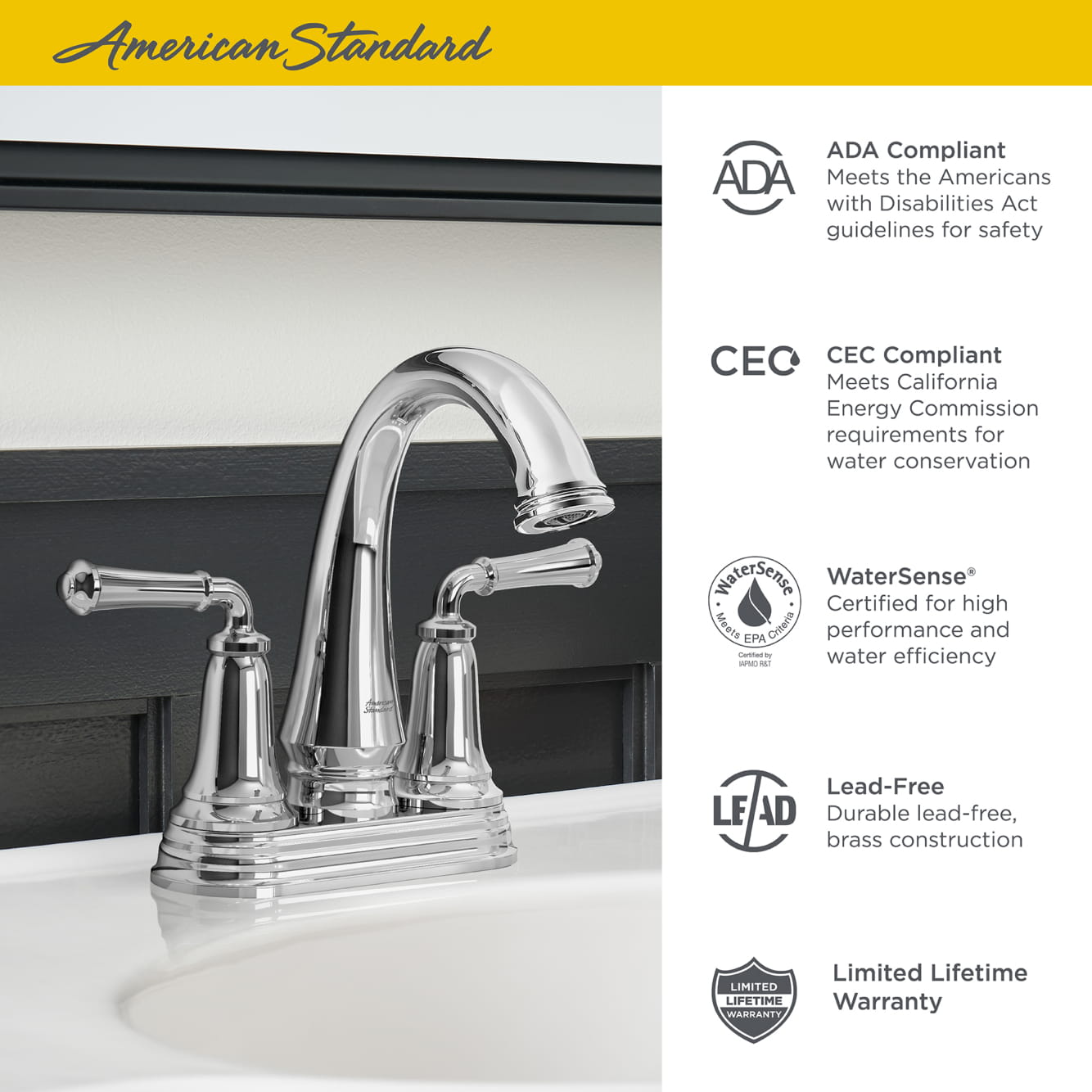 American Standard 7052207.002 Polished Chrome Delancey 1.2 GPM