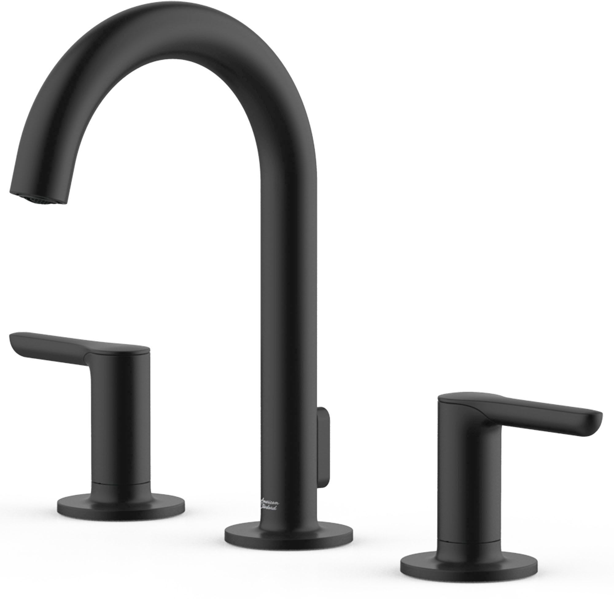 American Standard 243 Matte Black Studio S 1 2 Gpm Widespread Bathroom Faucet With Pop Up Drain Assembly Faucet Com