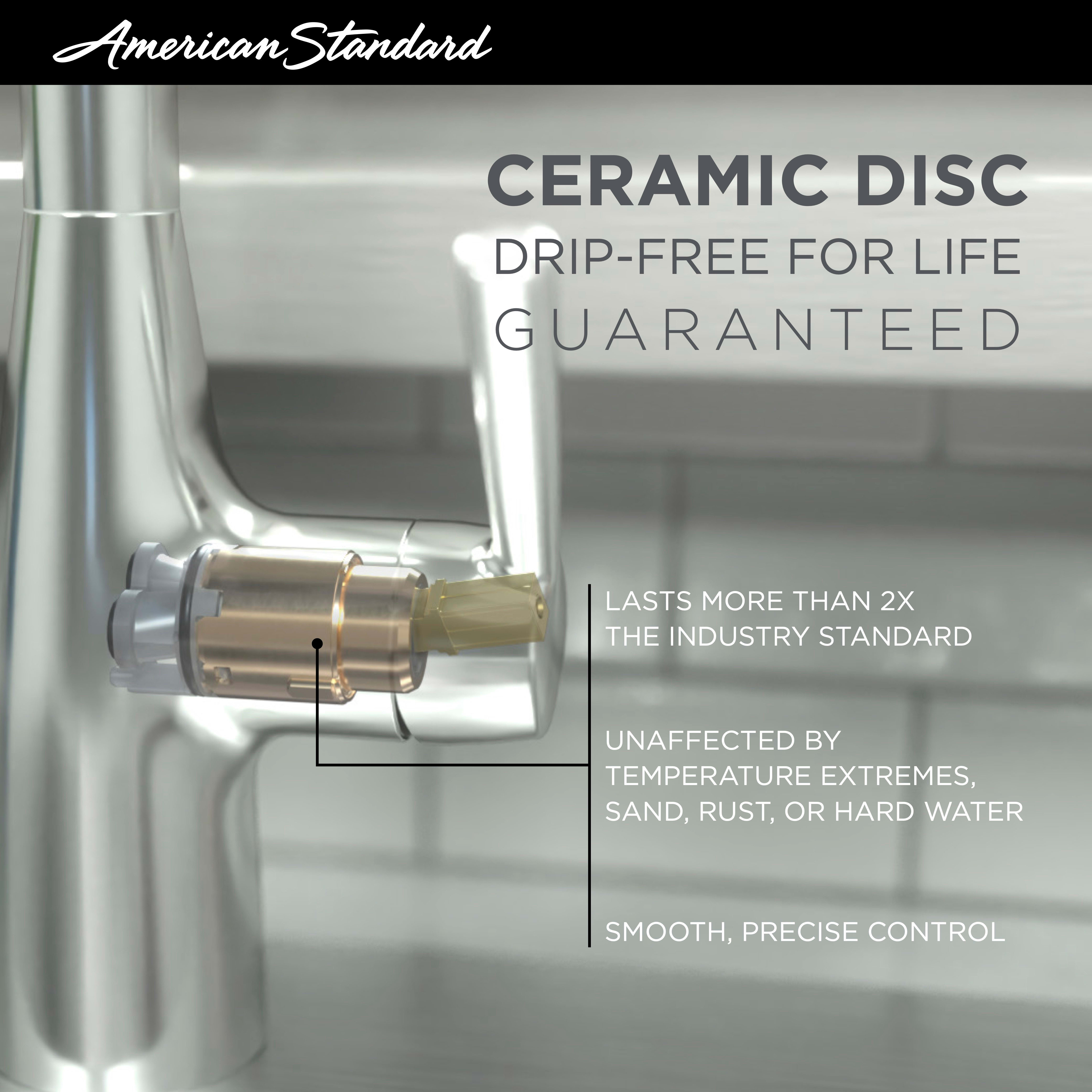 Chrome American Standard 7295252.002 5-5/8-Inch Heritage Wall-Mount Swivel Spout Kitchen Faucet with Porcelain Lever Handles