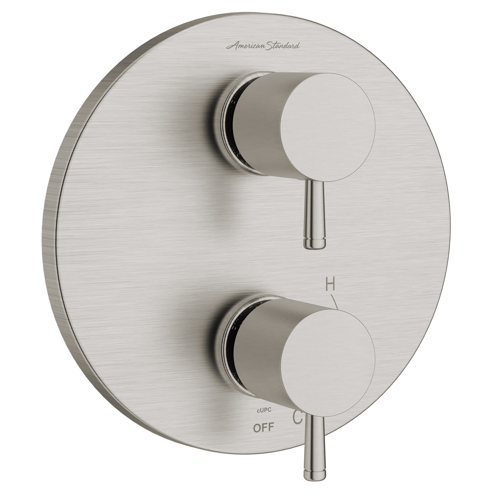 American Standard TU064740.295 Brushed Nickel Serin 3 Function Pressure  Balanced Valve Trim Only with Double Handle, Integrated Diverter - Less  Rough In 