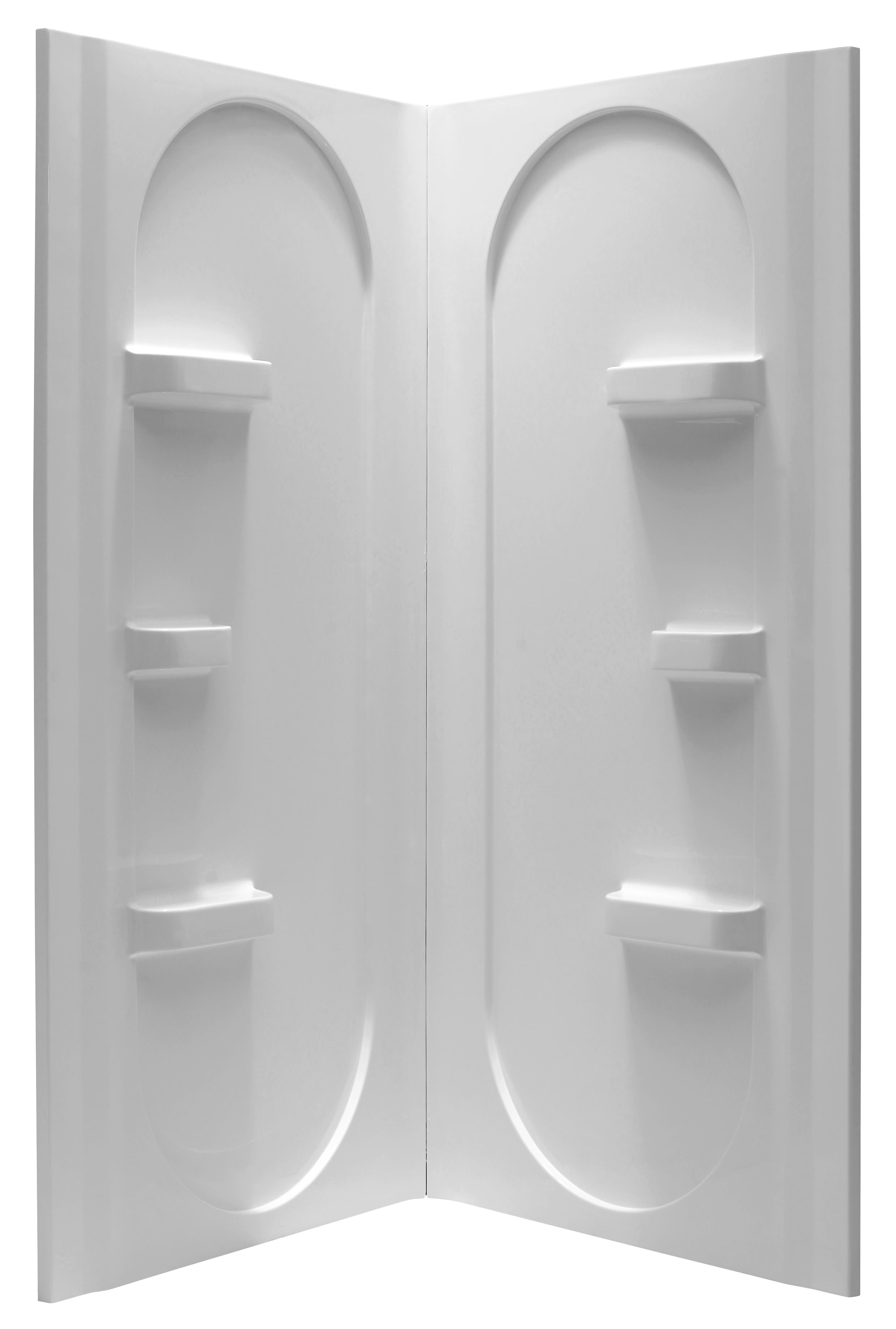 Anzzi Sw Az007wh White Studio 38 X 38 X 75 Two Panel Corner Shower Wall Kit Faucet Com