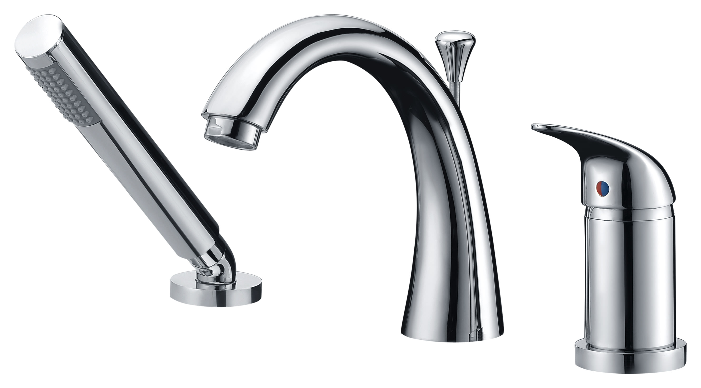 Anzzi Fr Az801 Polished Chrome Den Deck Mounted Roman Tub Filler