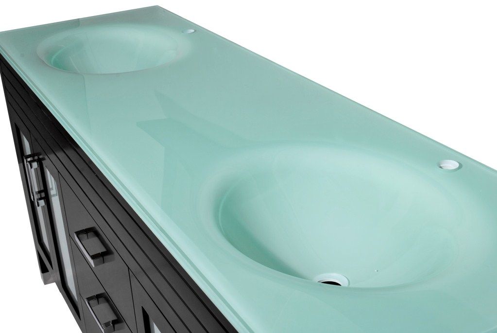 Ariel Dm1d3 72 Blk Black Dayton, Tempered Glass Vanity Top With Integrated Sink