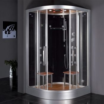 Ariel Dz962f8 Blk Black Platinum 89 Steam Shower Enclosure With Shower System And Center Drain Faucetdirect Com