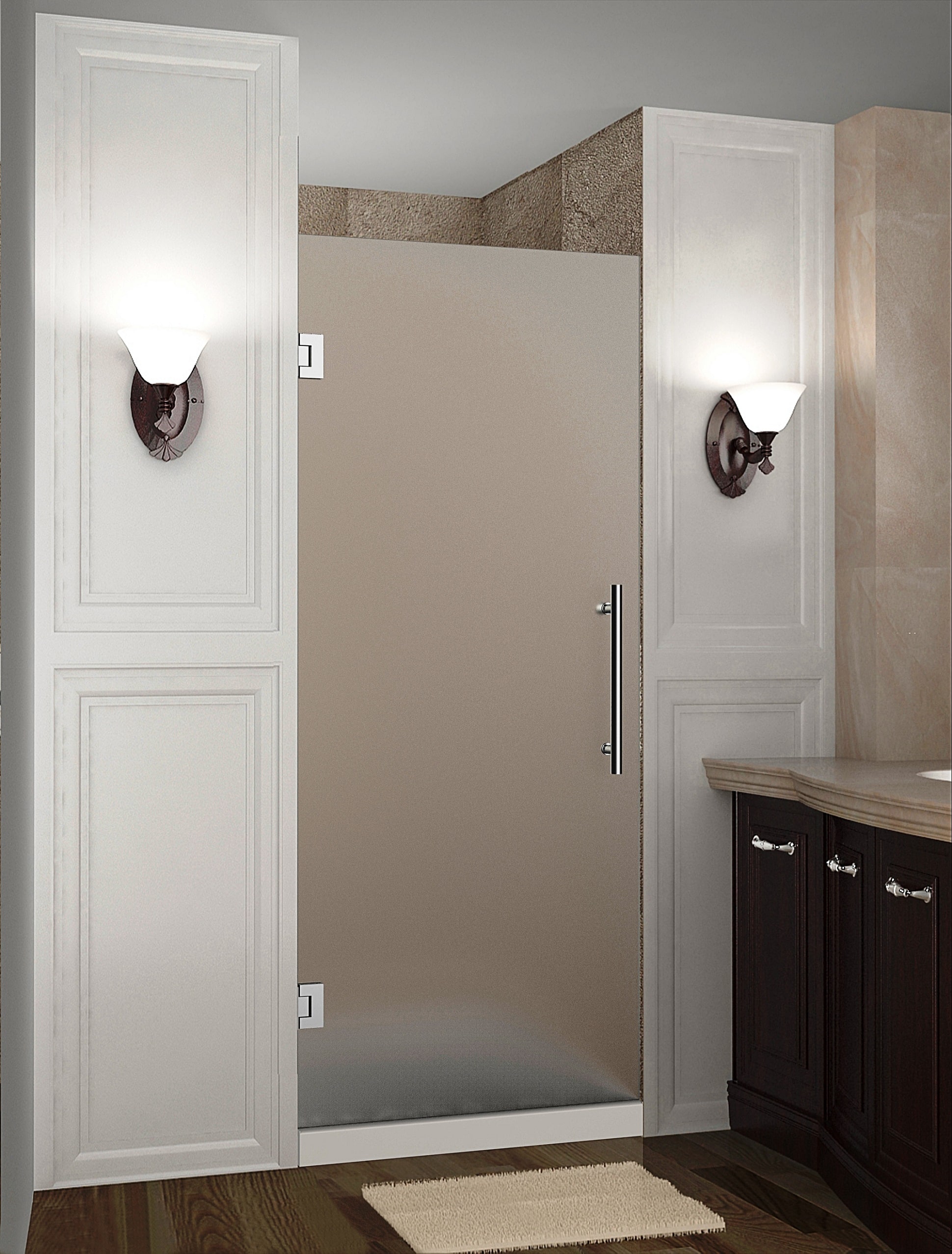 Aston Sdr995f Ch 23 10 Chrome Cascadia Wide X 72 High Frameless Aston Sdr995f Ch 23 10 Chrome Cascadia Wide X 72 High Frameless Hinged Shower Door With Frosted Glass Faucet Com