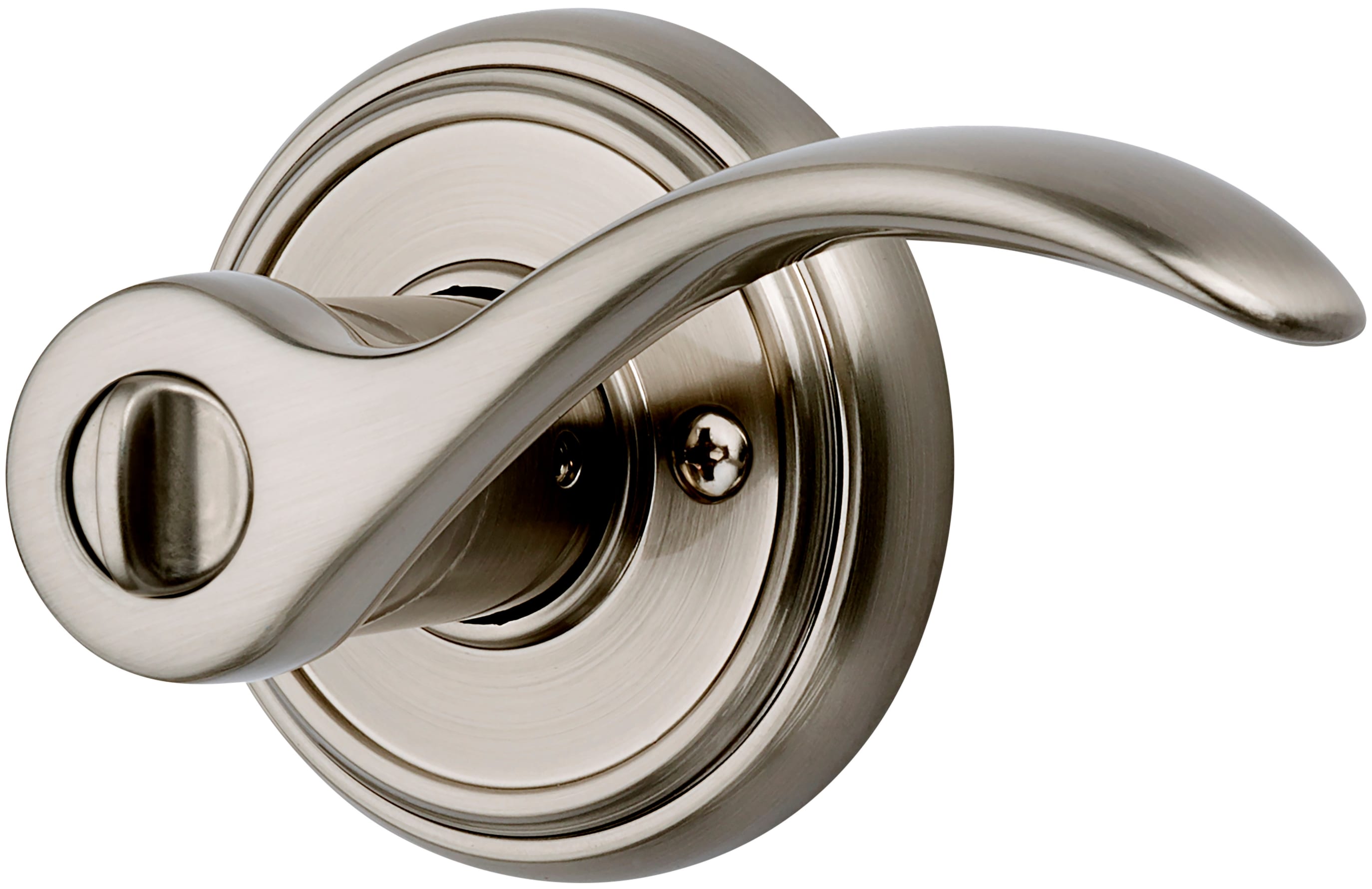 Baldwin 353TBLRDB15 Satin Nickel Tobin Privacy Leverset with Round Rosette  from the Prestige Collection 