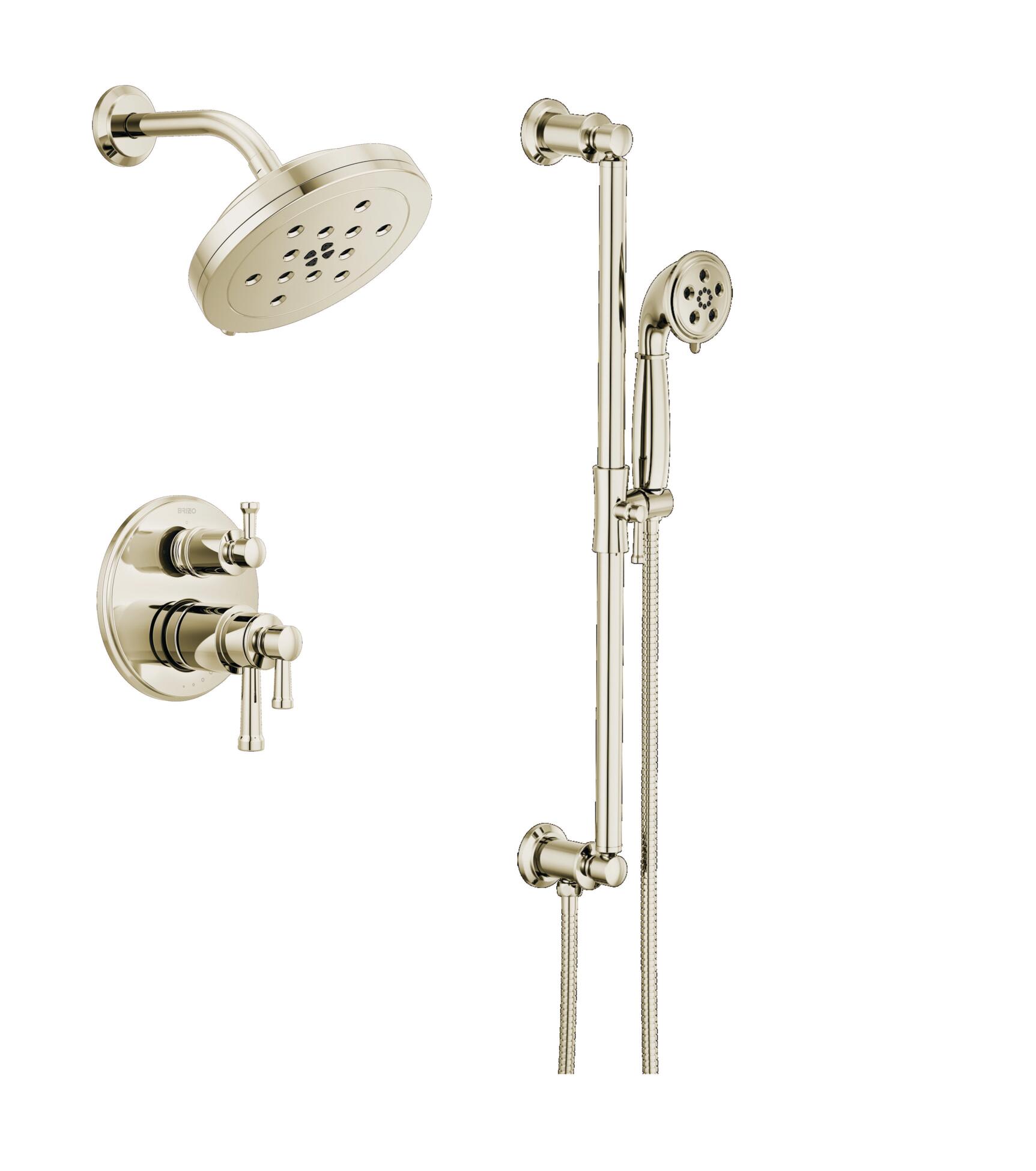 Brizo BSS-Atavis-T75542-02-BL Matte Black Atavis Thermostatic Shower System  with Multi Function Shower Head and Hand Shower - Rough-in Valve Included -  FaucetDirect.com