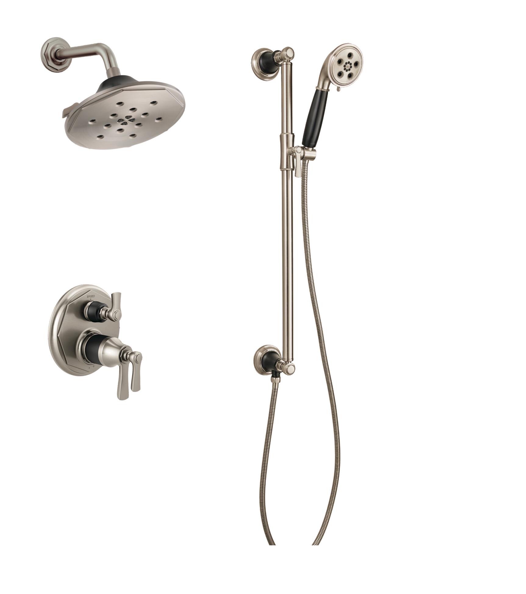 Brizo Litze Shower Set with Multi Function Showerhead and Handheld in  Polished Nickel