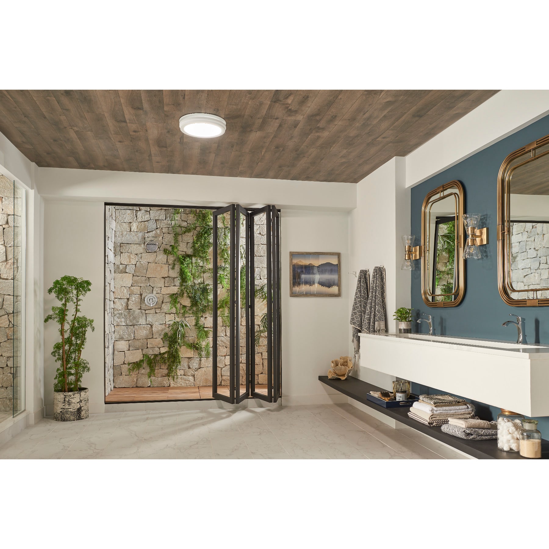 Broan AER80LWH White 80 CFM 0.8 Sone Ceiling Mounted Exhaust Fan with Round  Flat Panel LED Light - FaucetDirect.com