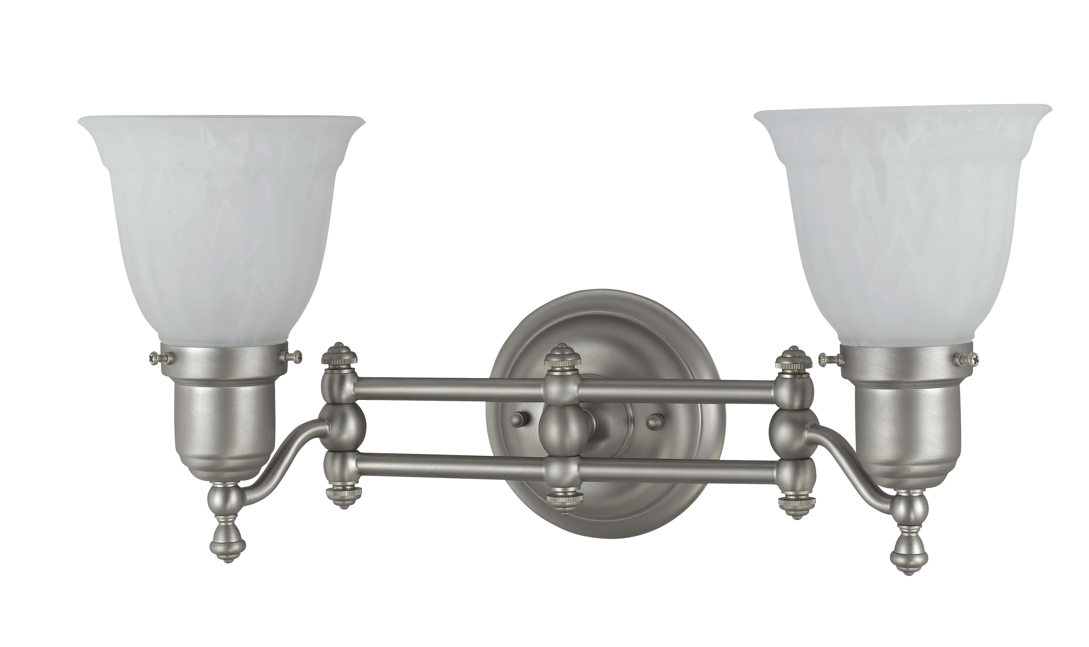 Cal Lighting LA-193-S/BRS Bath Vanity with Frosted Glass Shades Brushed Steel Finish 
