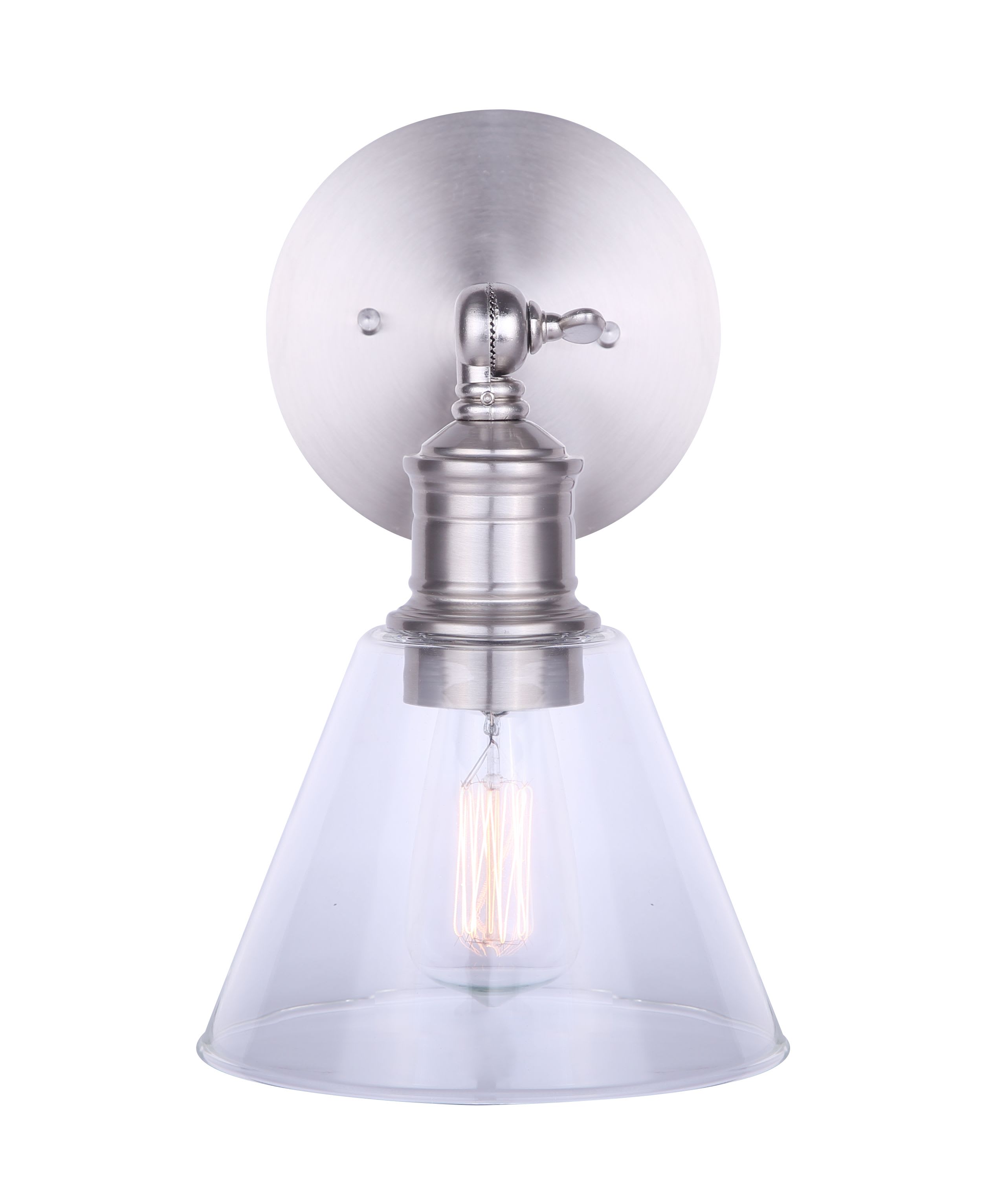 Brushed Nickel with Clear Glass CANARM IVL628A01BN LTD Larken 1 Vanity Light Brushed Nickel with Clear Glass CANARM IVL628A01BN LTD Larken 1 Vanity Light