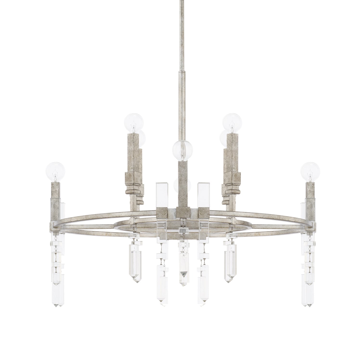 Capital Lighting 425381AS Antique Silver 8 Light 28" Wide Chandelier with Crystal LightingDirect.com